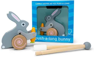 Bunny Push Toy by Jack Rabbit Creations- Wooden Push- Along Rabbit for Early Walking, Balance and Motor Skills Development- Eco-Friendly Montessori Toy for Toddlers & Babies Ages 1 