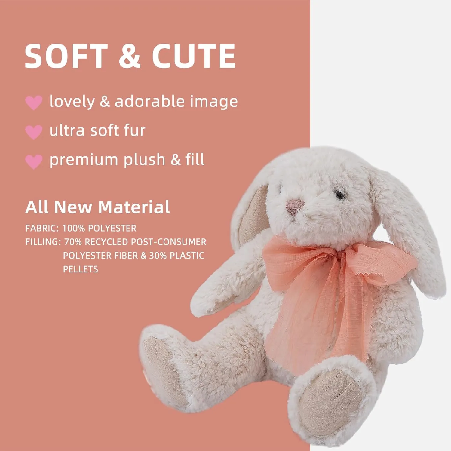Bunny Stuffed Animal Soft Rabbit Cuddly Toy 8’’ Plush Animal Toys for Babies and Toddlers