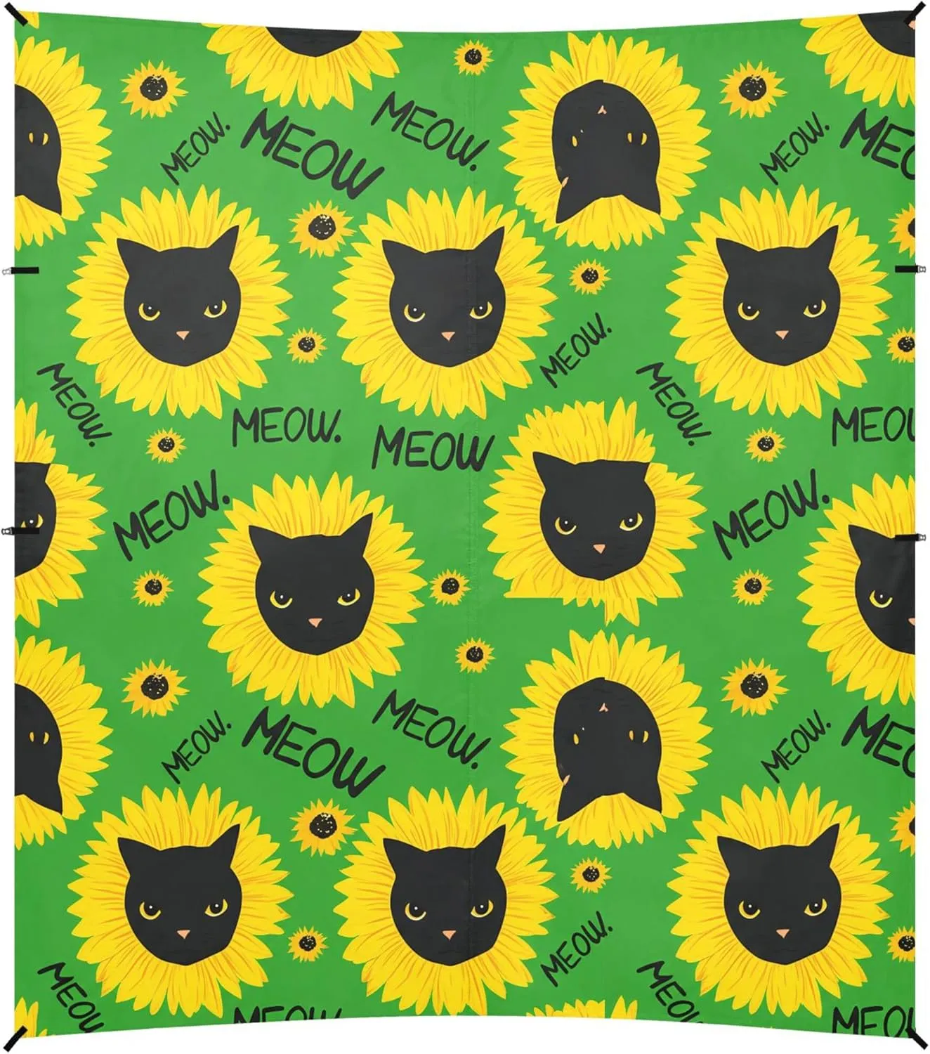 Burbuja Black Cat Heads Sunflower Beach Canopy Windproof Beach Tent Sun Shade with 4 Sandbags & Sand Shovel, Portable Sun Shelter for Family Camping Picnic