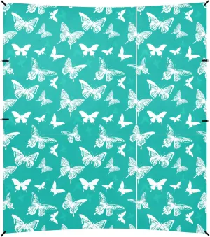 Burbuja Butterfly on Teal Beach Canopy Windproof Beach Tent Sun Shade with 4 Sandbags & Sand Shovel, Portable Sun Shelter for Family Camping Picnic