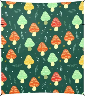 Burbuja Colorful Mushrooms Beach Canopy Windproof Beach Tent Sun Shade with 4 Sandbags & Sand Shovel, Portable Sun Shelter for Family Camping Picnic