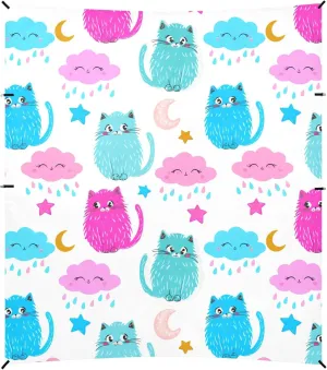 Burbuja Cute Cats Beach Canopy Windproof Beach Tent Sun Shade with 4 Sandbags & Sand Shovel, Portable Sun Shelter for Family Camping Picnic
