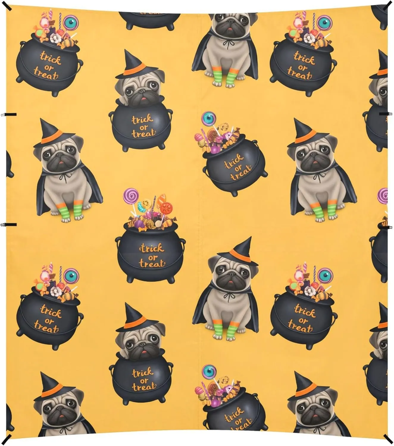 Burbuja Cute Dog in Witch Costume Beach Canopy Windproof Beach Tent Sun Shade with 4 Sandbags & Sand Shovel, Portable Sun Shelter for Family Camping Picnic