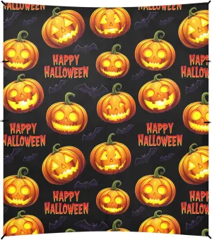 Burbuja Pumpkins Spooky Faces Beach Canopy Windproof Beach Tent Sun Shade with 4 Sandbags & Sand Shovel, Portable Sun Shelter for Family Camping Picnic