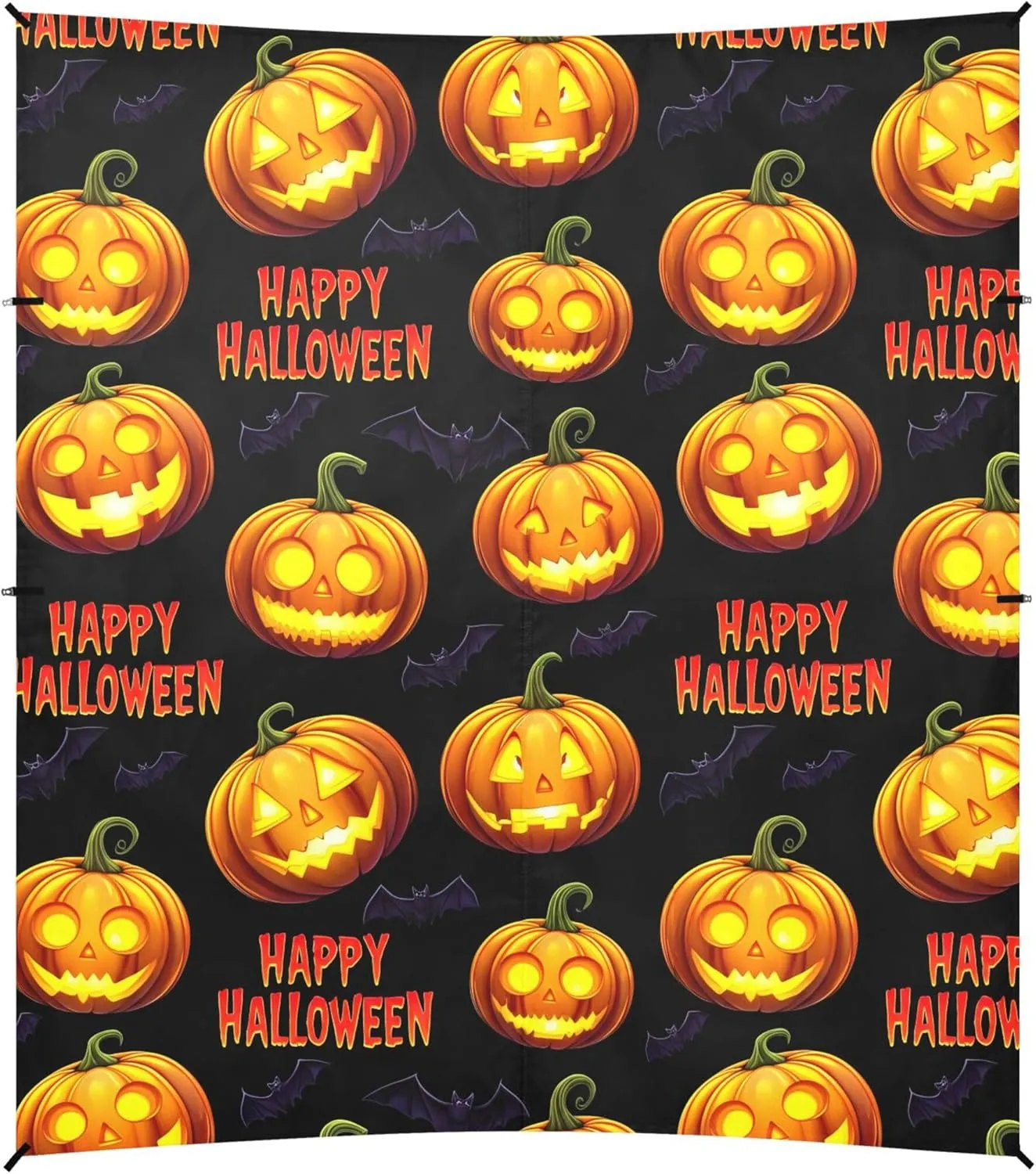Burbuja Pumpkins Spooky Faces Beach Canopy Windproof Beach Tent Sun Shade with 4 Sandbags & Sand Shovel, Portable Sun Shelter for Family Camping Picnic