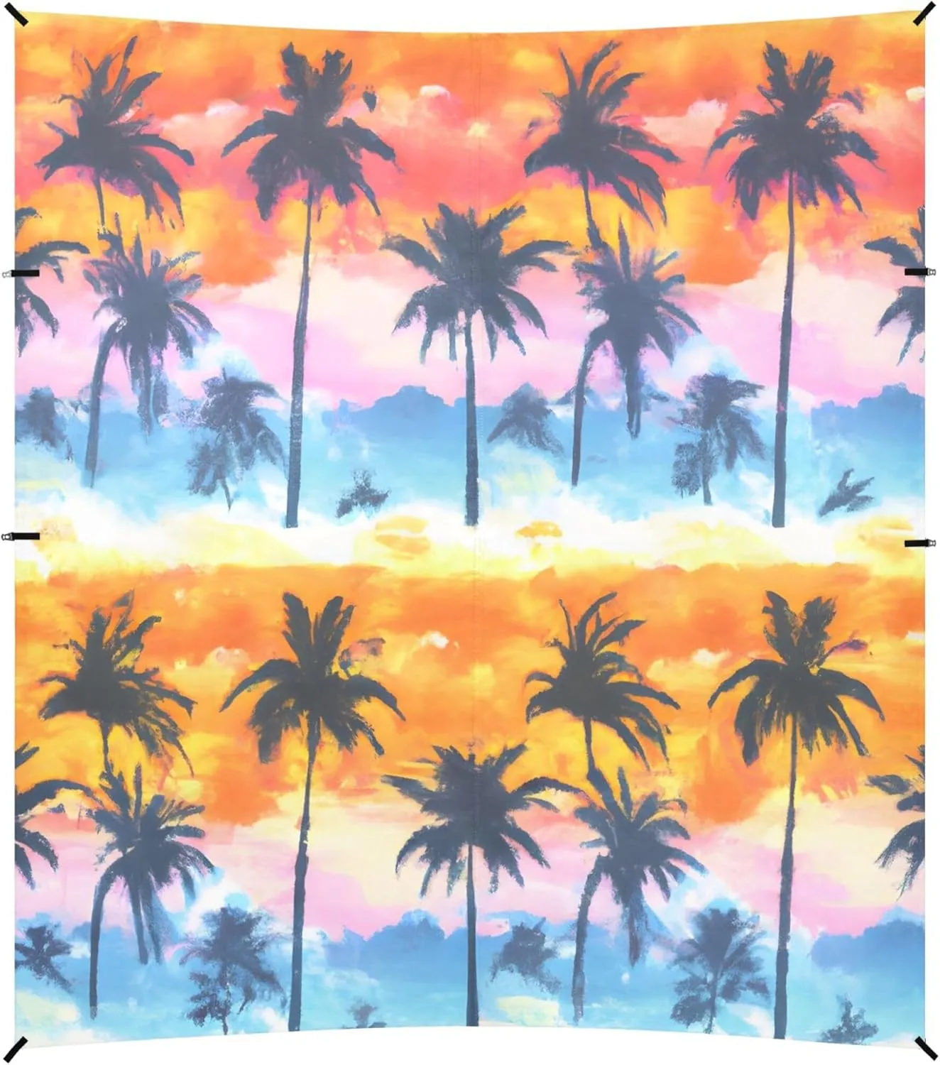 Burbuja Tropical Palm Trees Beach Canopy Windproof Beach Tent Sun Shade with 4 Sandbags & Sand Shovel, Portable Sun Shelter for Family Camping Picnic