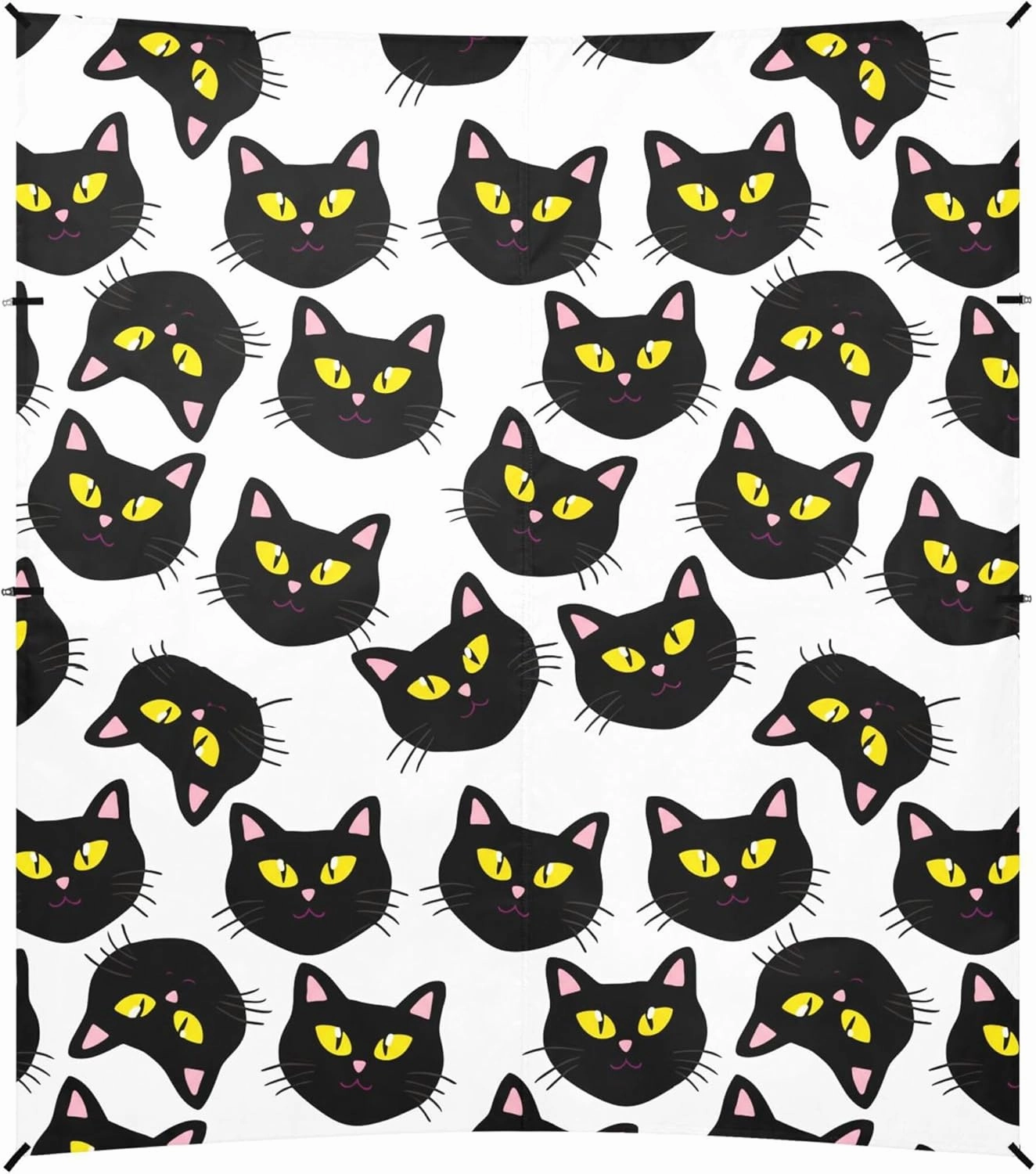 Burbuja Big Black Cat Faces Beach Canopy Windproof Beach Tent Sun Shade with 4 Sandbags & Sand Shovel, Portable Sun Shelter for Family Camping Picnic
