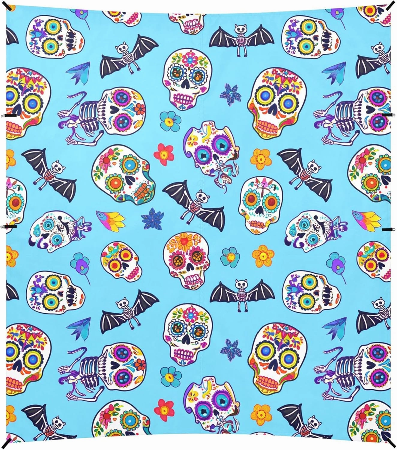 Burbuja Cute Skull Skeletons Beach Canopy Windproof Beach Tent Sun Shade with 4 Sandbags & Sand Shovel, Portable Sun Shelter for Family Camping Picnic