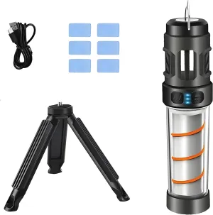 Buzz Defense Portable, 3 in 1 BuzzDefense Portable Waterproof Camping Light with Tripod, 3000 mAh, 5 Adjustable Levels, for Outdoor Camping/Mountaineering/Cycling