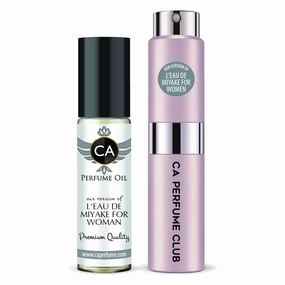 CA Perfume Duo Impression of Issey L'eau De Miyake For Women Eau de Parfum Refillable Atomizer Sprayer   Fragrance Body Oil Long Lasting Sample Travel Size Roll-On Bottle 0.27 Fl Oz 0.33 Fl Oz