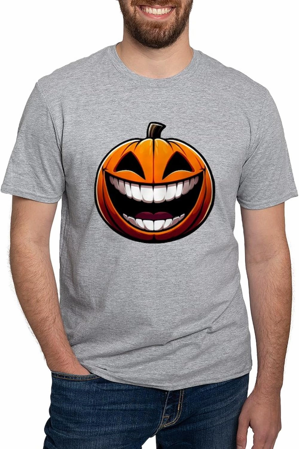 CafePress Big Smile Jack O Lantern Halloween October Holid Men's Classic T Shirt Men's Semi-Fitted Classic Cotton T-Shirt