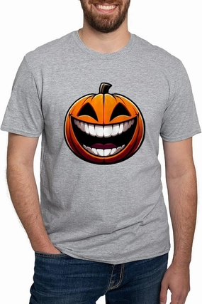 CafePress Big Smile Jack O Lantern Halloween October Holid Men's Classic T Shirt Men's Semi-Fitted Classic Cotton T-Shirt
