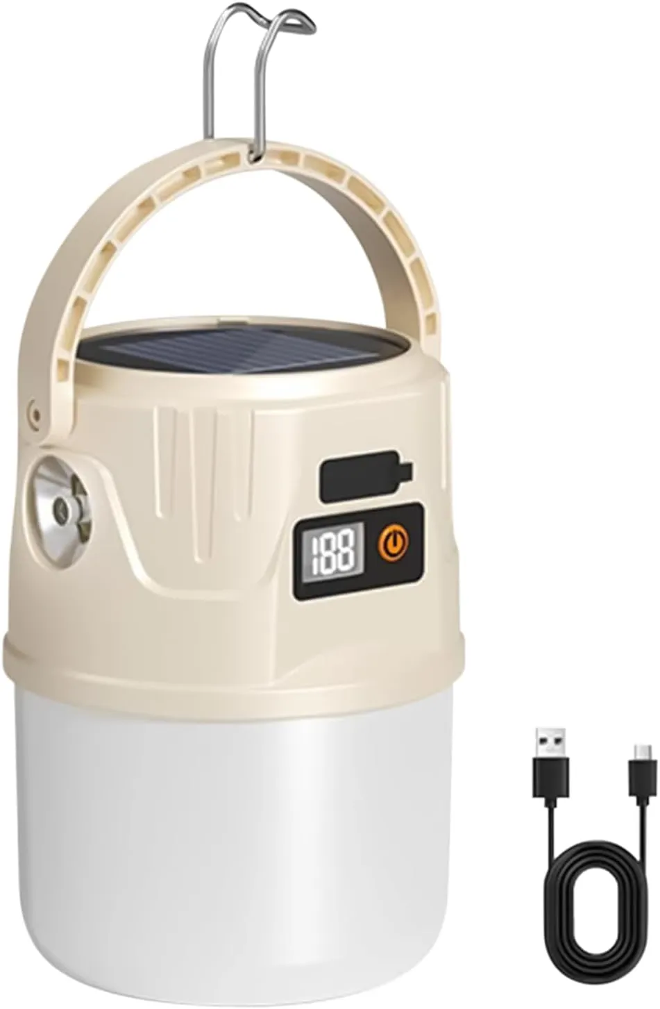 Camping Lamp, Portable Solar Light, Mode Lantern, Soft Glow, Energy Efficient, Waterproof Gear with Hook for Tent, Hiking, Fishing, Indoor Outdoor Use, 4.33x2.95x2.95 Inches