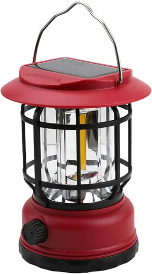 Camping Lantern, Vintage LED Camping Lantern, Rechargeable Portable Water Resistant Camping Lantern, Outdoor Lantern for Camping, Hurricane, Emergency, Hiking, Power Outages (red)