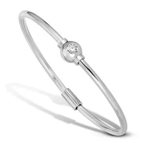 Cape Cod Single Ball w/ Diamond Bracelet - Silver
