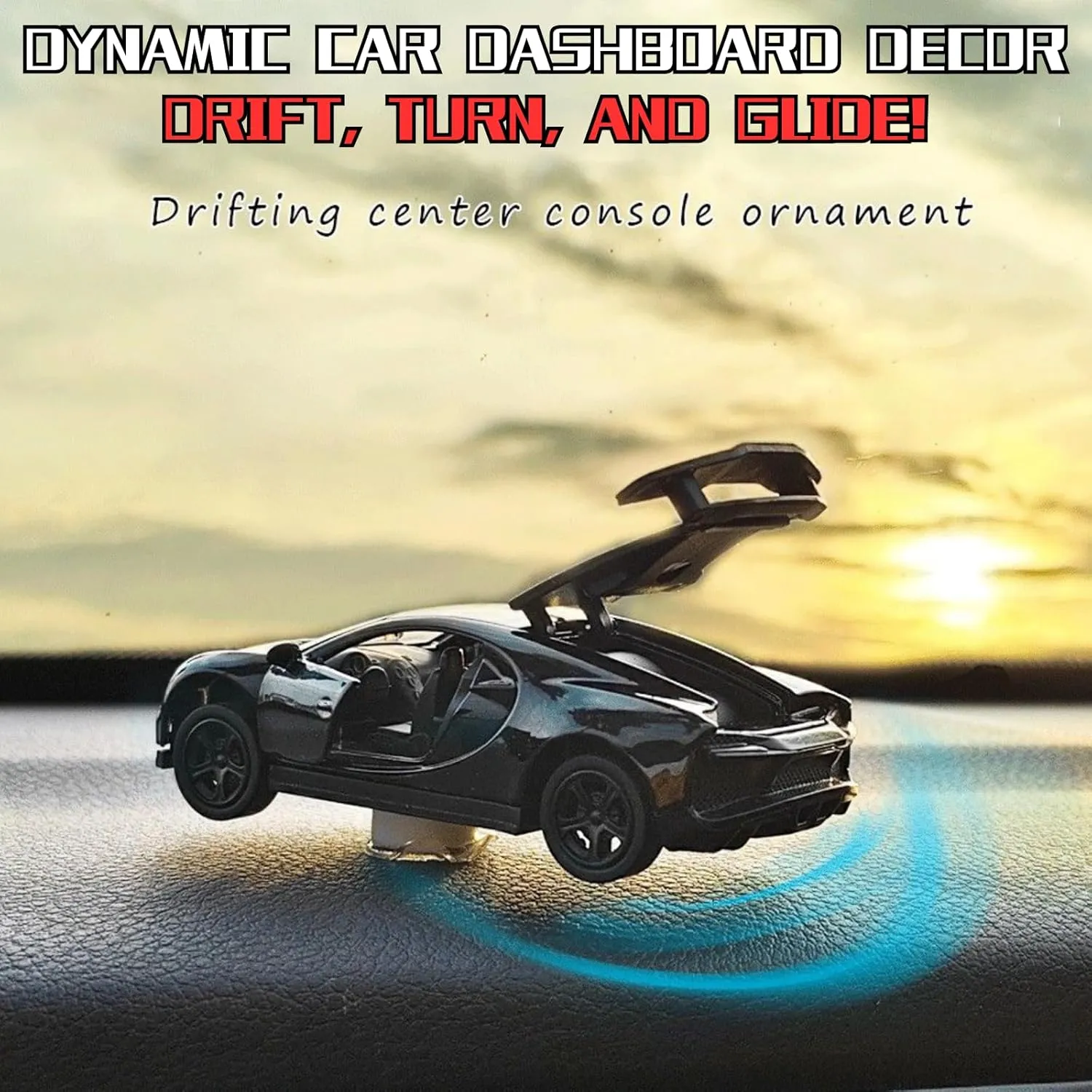 Car Dashboard Decorations - Alloy Drifting Spin Car Model, 1:36 Scale Rotating Metal Ornament, Fun & Cool Gadgets for Men, Sporty Dynamic Auto Accessories with Bobble Head-Style Design (04)