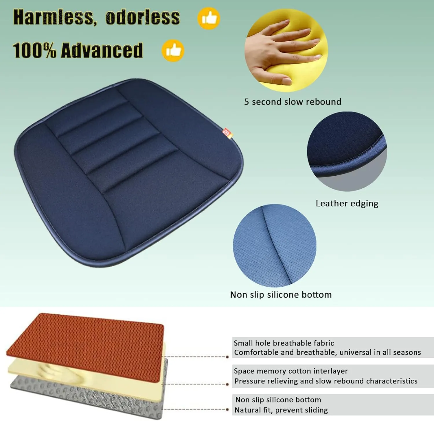 Car Seat Cushion Pad for Driving Seat Cushions for Office Chairs/Truck Memory Foam Seat Cushion Comfortable and Durable Black