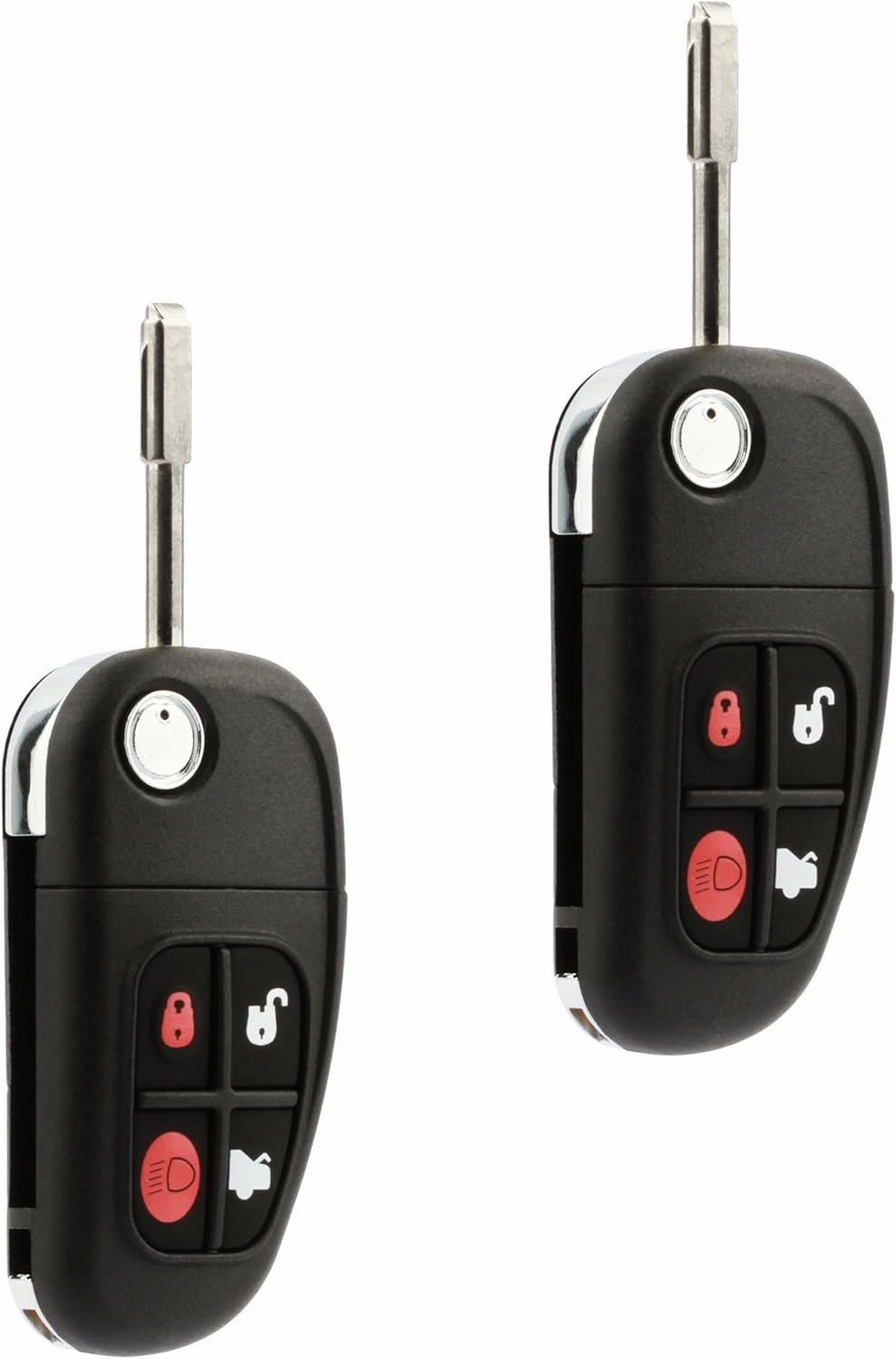 Car Key Fob Keyless Entry Remote Flip fits 2001 2002 2003 2004 2005 2006 2007 2008 Jaguar S-Type, X-Type, XJ8 (NHVWB1U241), Set of 2