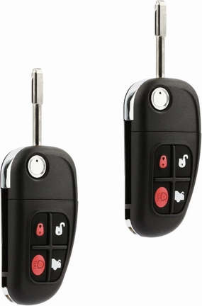 Car Key Fob Keyless Entry Remote Flip fits 2001 2002 2003 2004 2005 2006 2007 2008 Jaguar S-Type, X-Type, XJ8 (NHVWB1U241), Set of 2