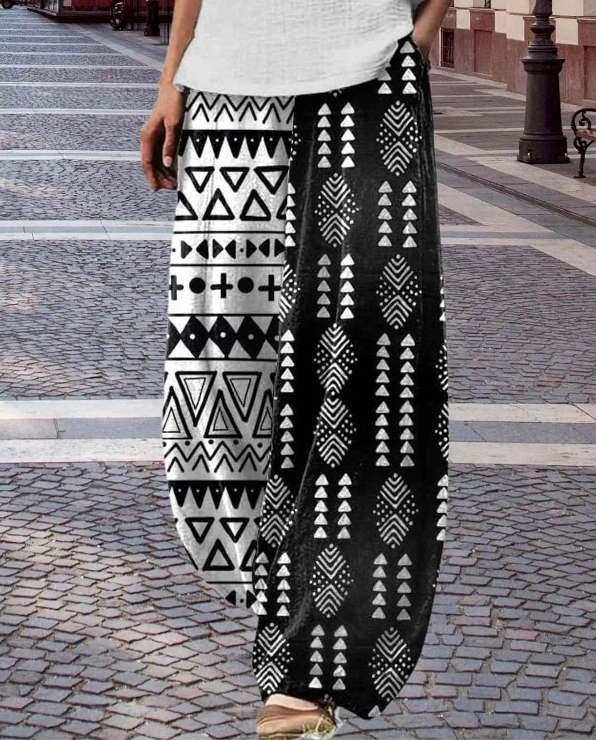 Cargo Japanese Pants for Women Cotton Linen Wide Leg Pants Casual Summer Boho Baggy Lantern Trouser with Pockets