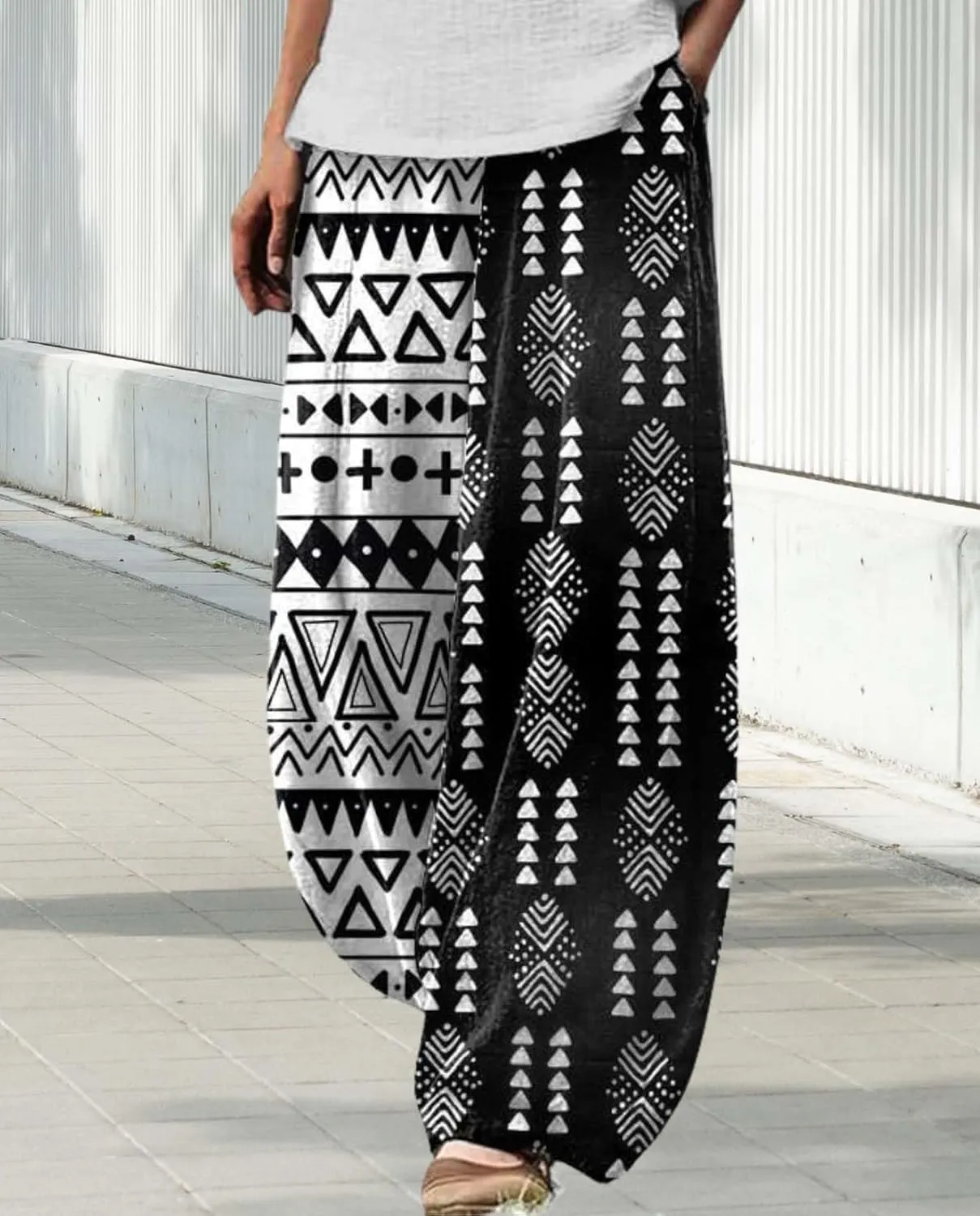 Cargo Japanese Pants for Women Cotton Linen Wide Leg Pants Casual Summer Boho Baggy Lantern Trouser with Pockets