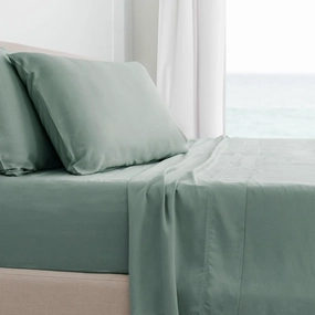 Cariloha Classic 4-Piece Twill Sheet Set | Tahitian Breeze | Split King | Cooling for Hot Sleepers | Corner Bands