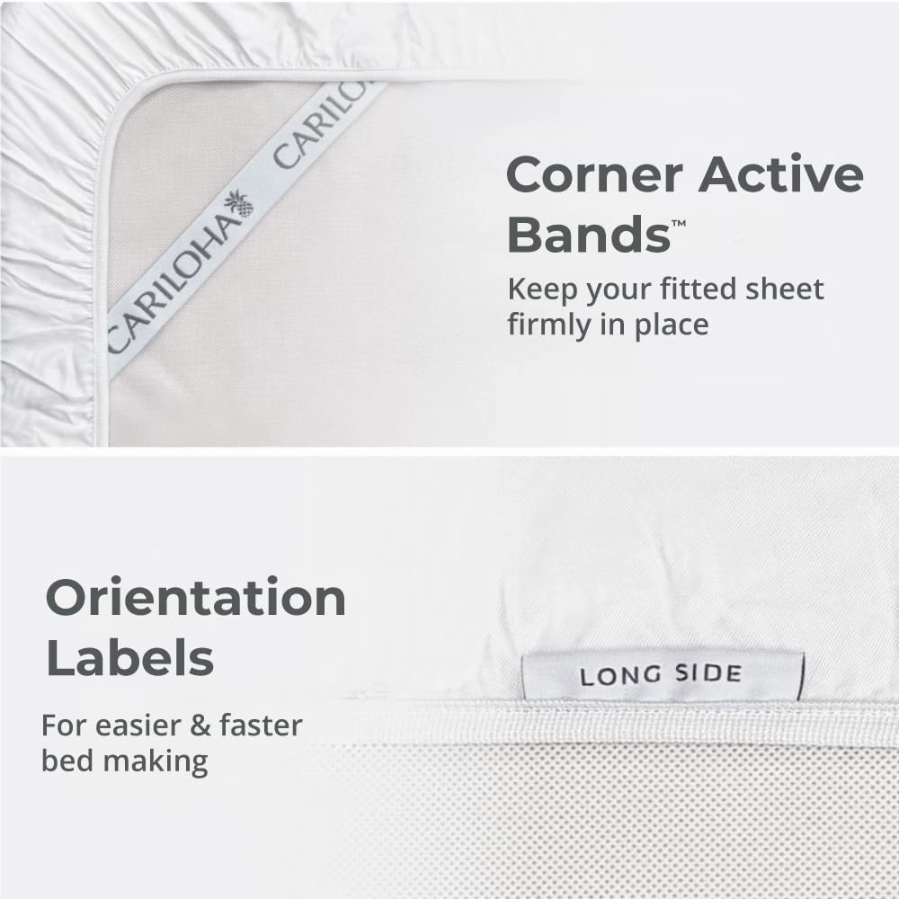Cariloha Classic 4-Piece Twill Sheet Set | Tahitian Breeze | Split King | Cooling for Hot Sleepers | Corner Bands