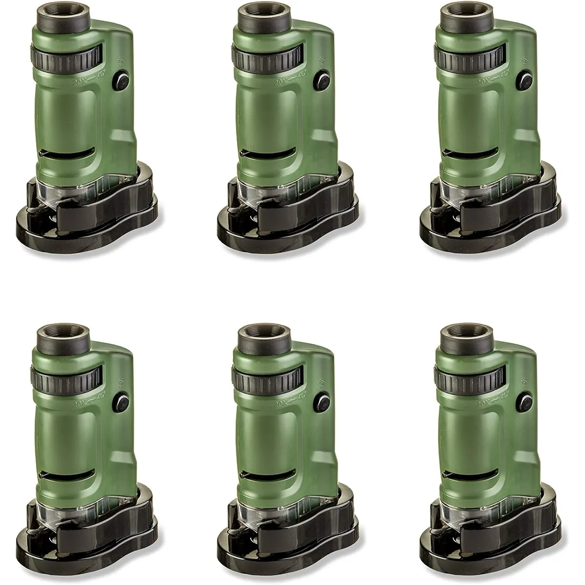 Carson MicroBrite 20x40x LED Lighted Pocket Microscope for Learning, Teaching, and Exploration - Set of 6 (MM-24MU)