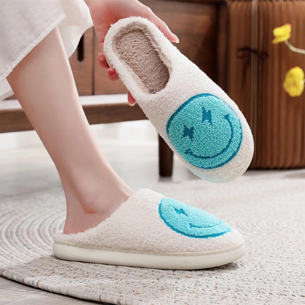 Cartoon Slippers for Women Men, Soft Fluffy Warm Lightweight Non-Slip Cute House Slippers Slip-On Cozy Indoor Outdoor Heart Meet Ne at Night Mushroom Cherry Strawberry Evil Eye Slippers