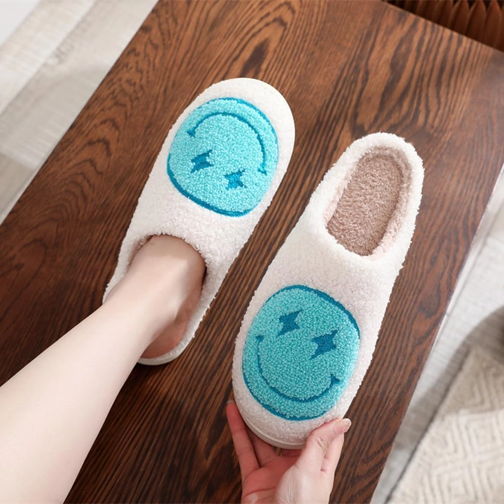 Cartoon Slippers for Women Men, Soft Fluffy Warm Lightweight Non-Slip Cute House Slippers Slip-On Cozy Indoor Outdoor Heart Meet Ne at Night Mushroom Cherry Strawberry Evil Eye Slippers