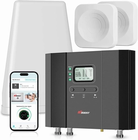 Cell Phone Booster for Multiroom, Boost Cellular Signal up to 10,000 sq ft for All U.S. Carriers | Cell Phone Signal Boosters with 2 Inside Antennas Set for Homes & Offices 2-Story