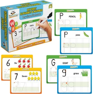 Channie’s My First Dry Erase Number and Alphabet Flashcards for Kids Ages 3-5, 26 Visual ABC Flash Cards for Letter Tracing   10 Number Kindergarten Flash Cards, Reusable & Fun