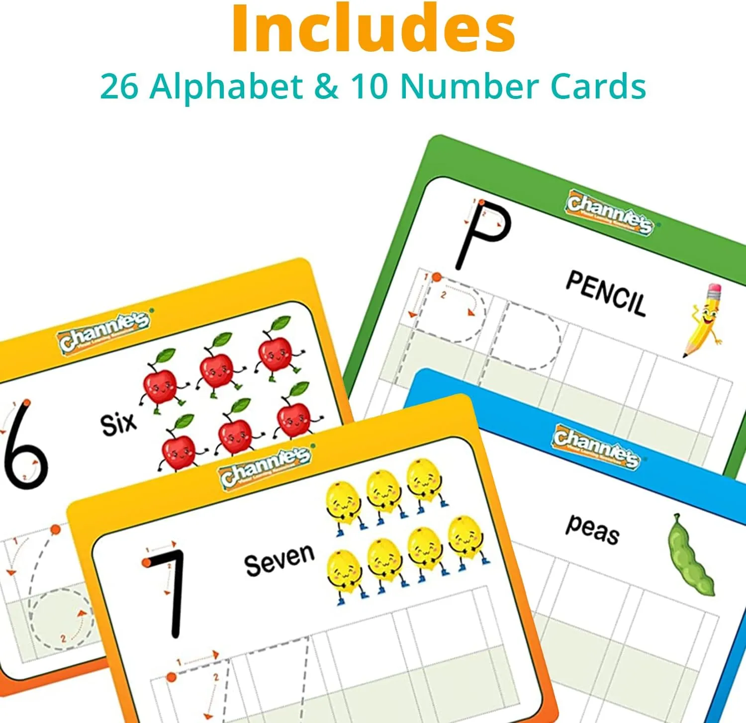 Channie’s My First Dry Erase Number and Alphabet Flashcards for Kids Ages 3-5, 26 Visual ABC Flash Cards for Letter Tracing   10 Number Kindergarten Flash Cards, Reusable & Fun