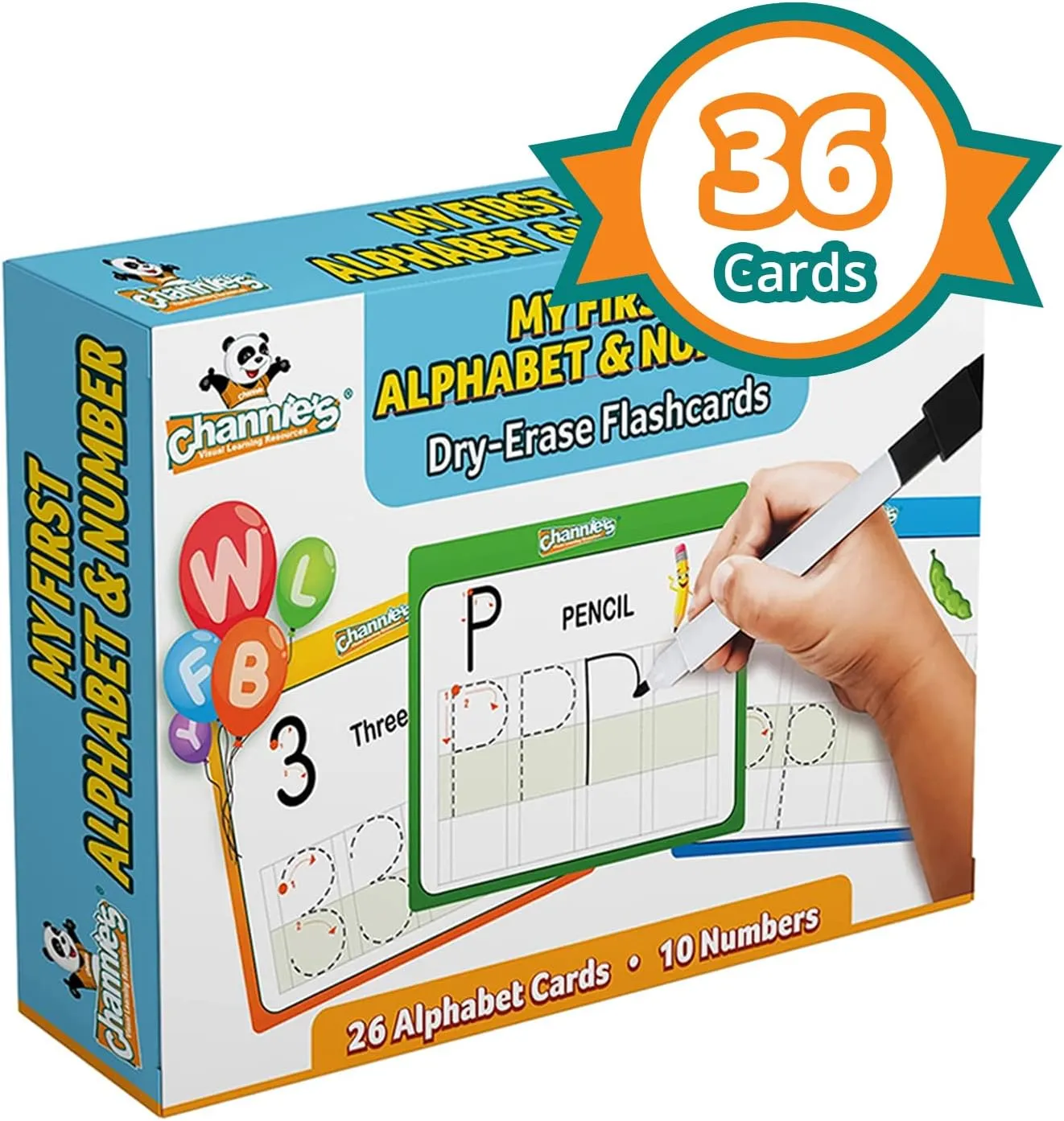 Channie’s My First Dry Erase Number and Alphabet Flashcards for Kids Ages 3-5, 26 Visual ABC Flash Cards for Letter Tracing   10 Number Kindergarten Flash Cards, Reusable & Fun
