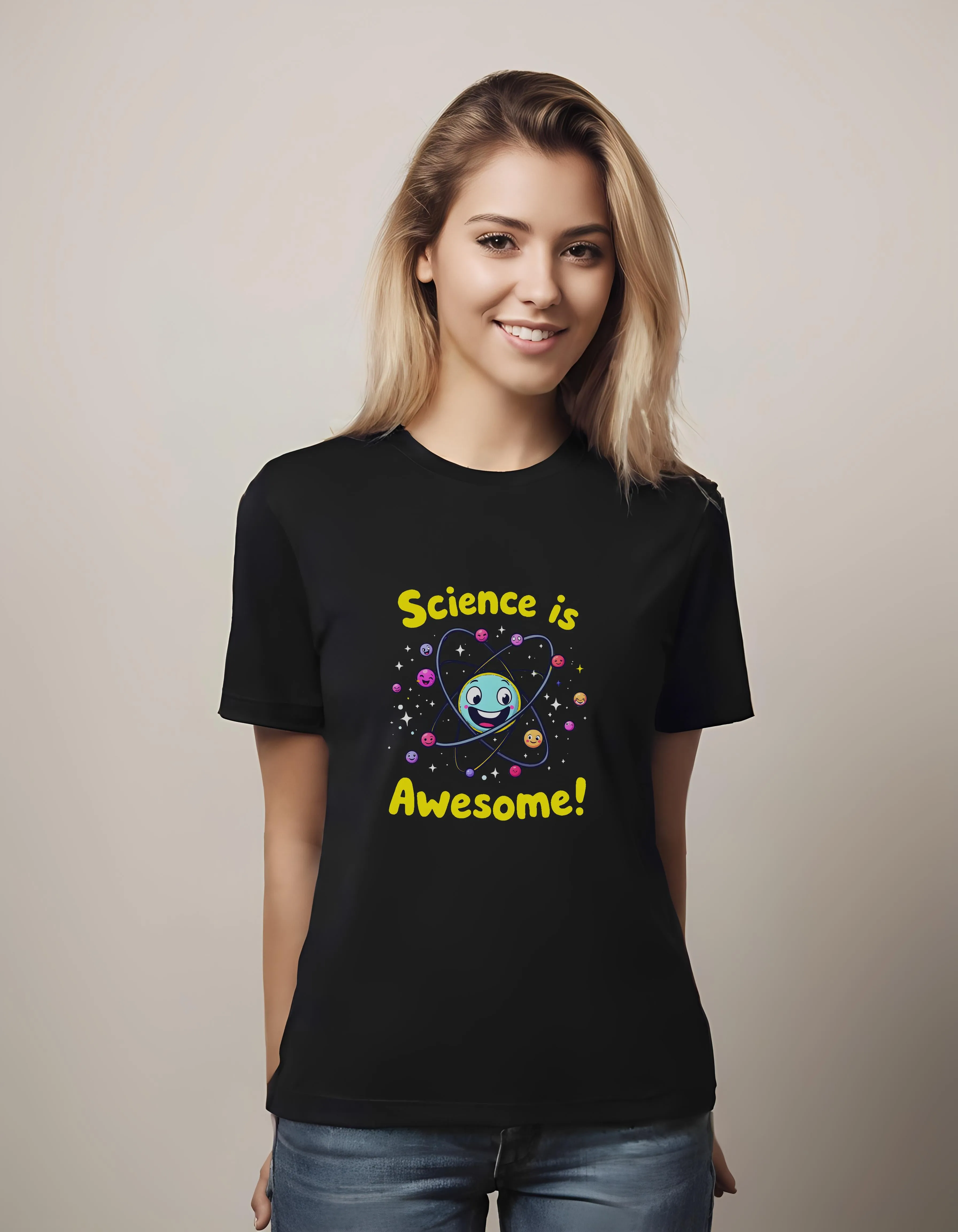 Cheerful Atom Science Art | Classic T-Shirt (Unisex)