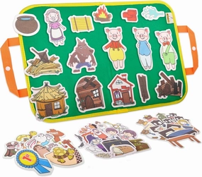CHEFAN Felt/Flannel Board Story Set of 4, PRECUT Felt Pieces for Preschool Toddlers, Three Little Pigs|Goldilocks and Three Bears|Hansel and Gretel|The Hare and Tortoise