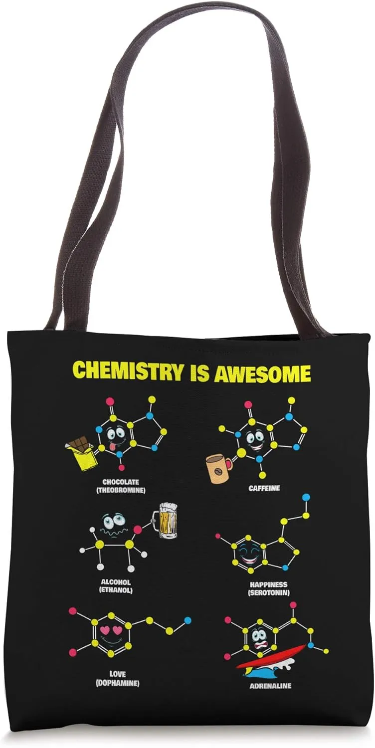 Chemistry is Awesome. Funny Kawaii Chemistry Molecules Tote Bag
