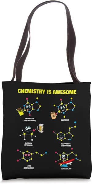Chemistry is Awesome. Funny Kawaii Chemistry Molecules Tote Bag