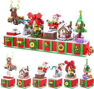 Christmas Building Blocks Set 6in1 Xmas Building Brick Toys 2024 Christmas Rotating Building Kits Santa/Reindeer/Christmas Tree Building Sets Gifts for Adults Teens Kids Girls Boys Ages 6 , 816PCS
