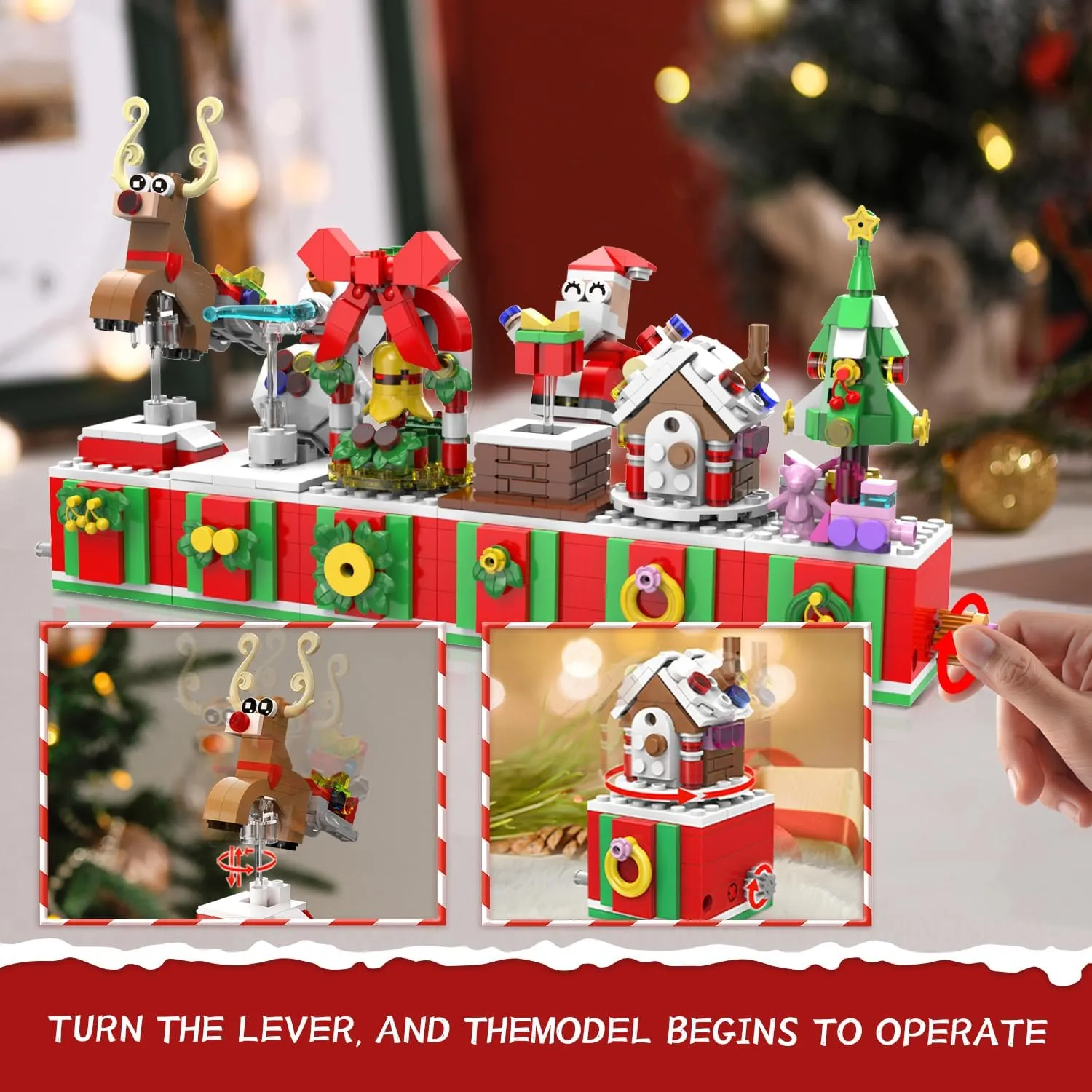 Christmas Building Blocks Set 6in1 Xmas Building Brick Toys 2024 Christmas Rotating Building Kits Santa/Reindeer/Christmas Tree Building Sets Gifts for Adults Teens Kids Girls Boys Ages 6 , 816PCS