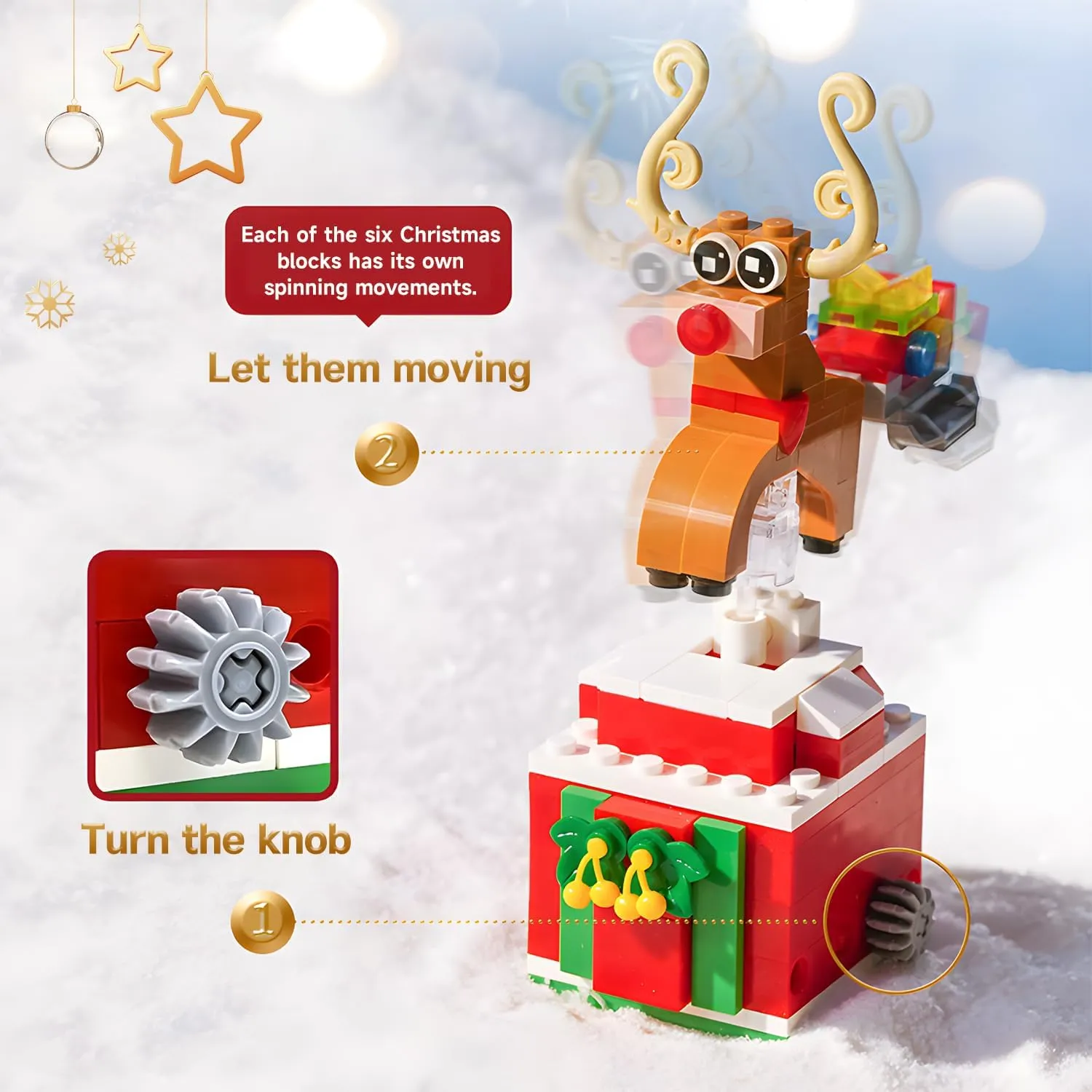 Christmas Building Blocks Set 6in1 Xmas Building Brick Toys 2024 Christmas Rotating Building Kits Santa/Reindeer/Christmas Tree Building Sets Gifts for Adults Teens Kids Girls Boys Ages 6 , 816PCS