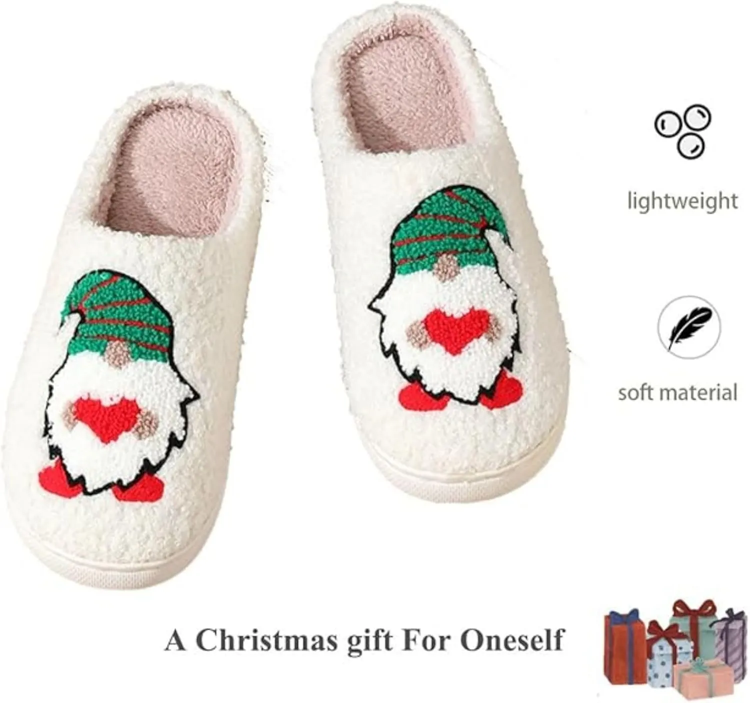 Christmas Tree Slippers for Women and Men - Plush Memory Foam Fluffy Slippers With Thick Bottom - Soft Vintage Home Shoes
