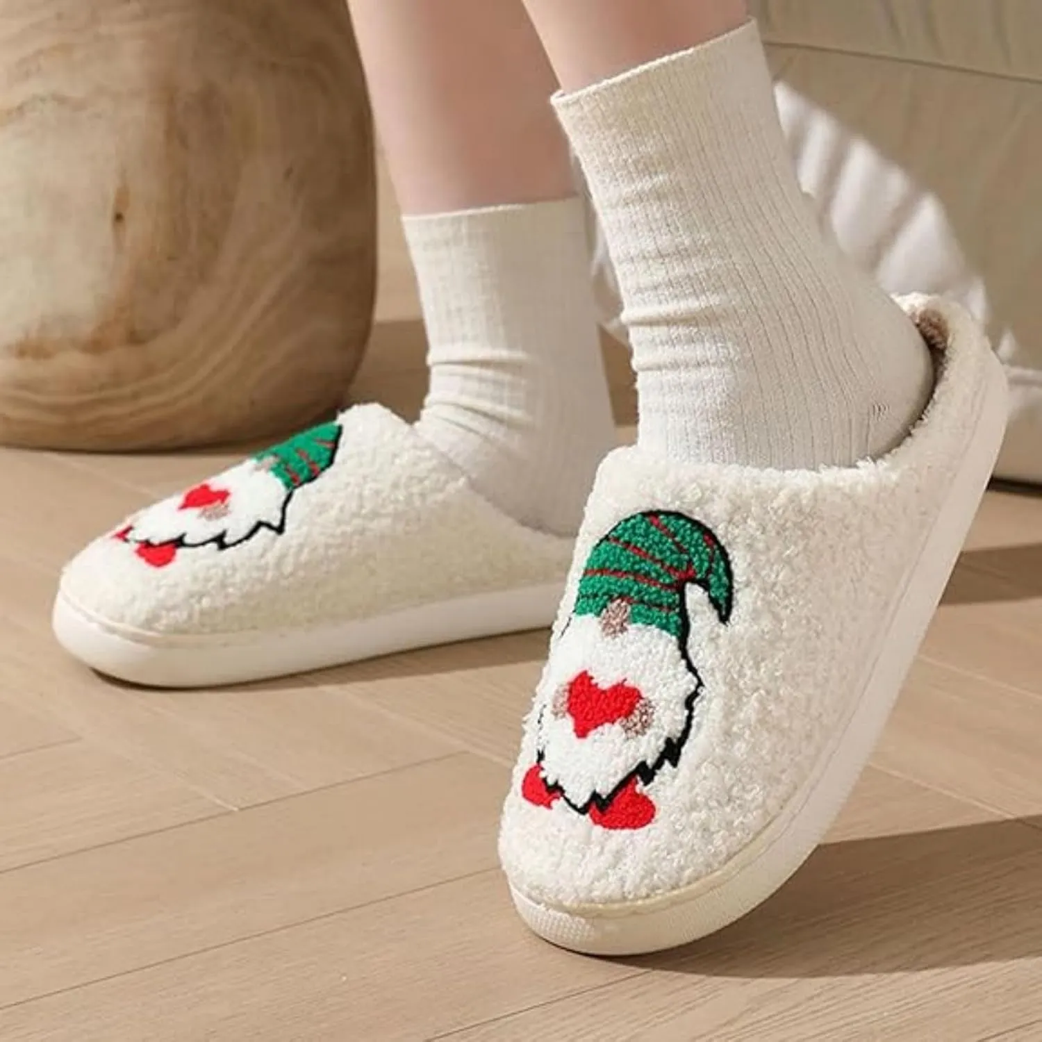Christmas Tree Slippers for Women and Men - Plush Memory Foam Fluffy Slippers With Thick Bottom - Soft Vintage Home Shoes