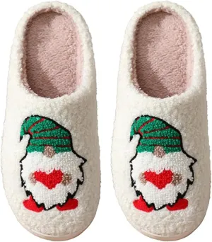 Christmas Tree Slippers for Women and Men - Plush Memory Foam Fluffy Slippers With Thick Bottom - Soft Vintage Home Shoes