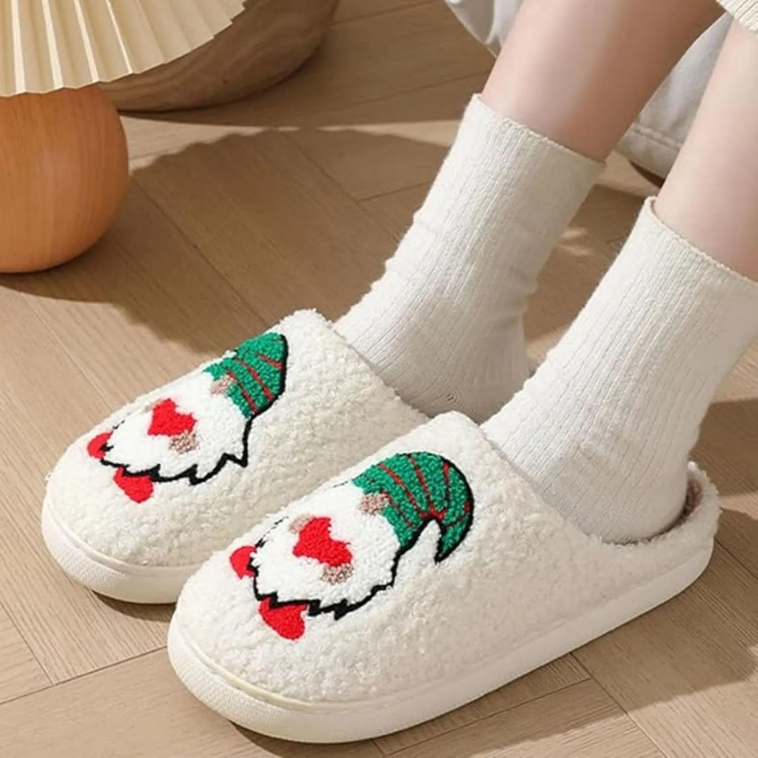 Christmas Tree Slippers for Women and Men - Plush Memory Foam Fluffy Slippers With Thick Bottom - Soft Vintage Home Shoes