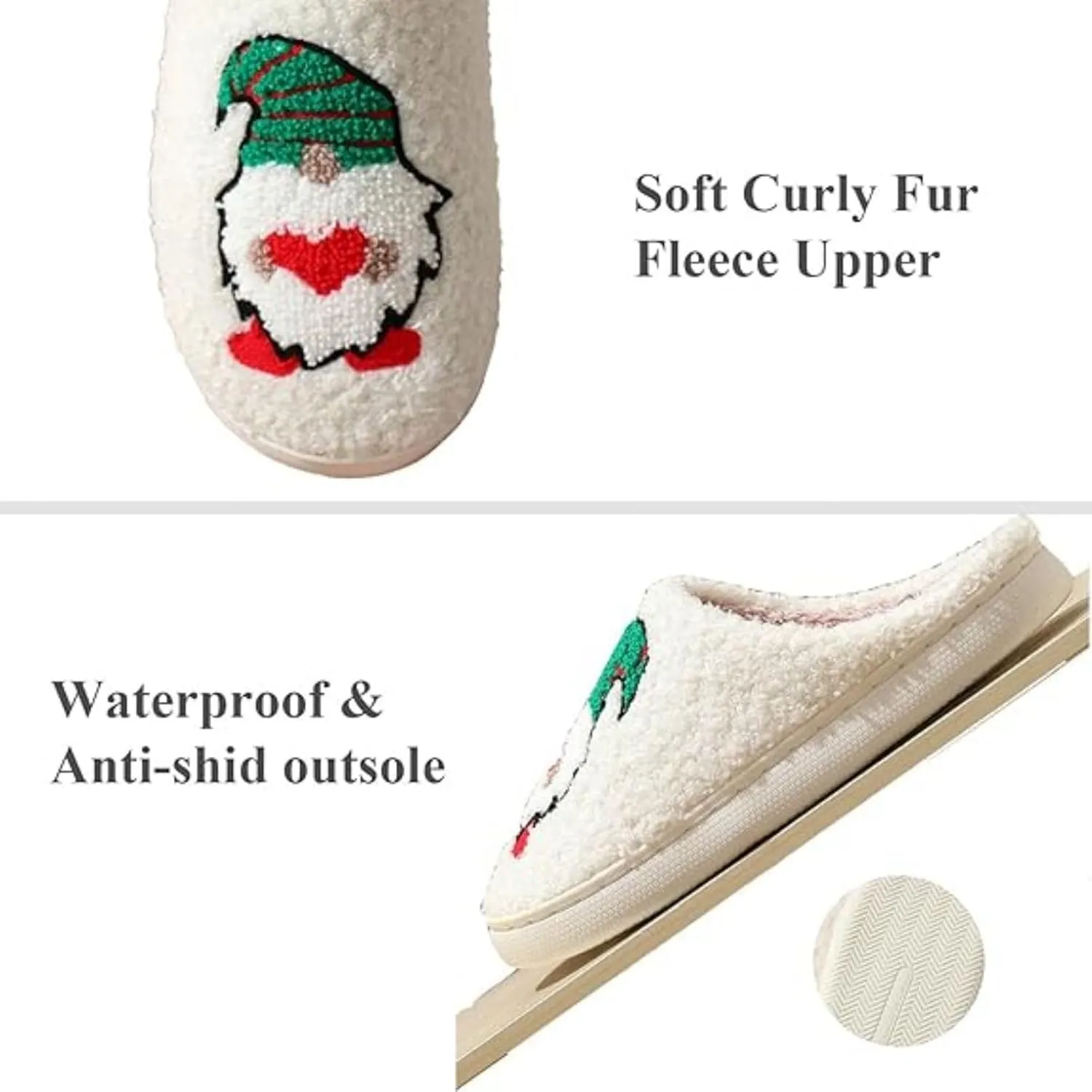 Christmas Tree Slippers for Women and Men - Plush Memory Foam Fluffy Slippers With Thick Bottom - Soft Vintage Home Shoes