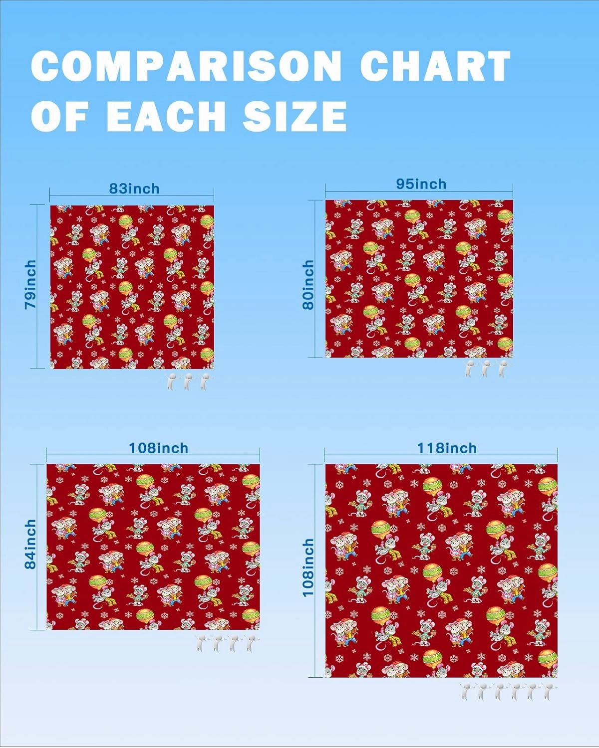 Christmas Mouse Beach Blanket Waterproof Sandproof, Xmas Lantern Winter Snowflake Red Lightweight Outdoor Picnic Blanket Portable Large Beach Mat for Travel/Camping/Hiking 95"x80"