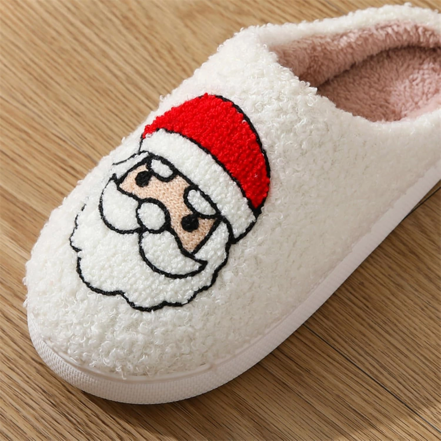 Christmas Slippers Memory Foam for Women Men, Cozy Plush Warm Non-Slip Holiday Slides with Santa Reindeer Designs Indoor Outdoor