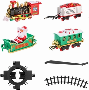 Christmas Train, Hanging Christmas Tree Train Sets for Around The Tree, Christmas Village Train with Sounds Lights Gift Christmas Decorations Office Christmas Decor