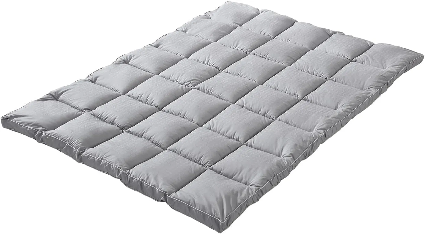 CirclesHome Grey Futon Mattress Toppers with Anti-Slip Anchors - Futon Cover Filled with Plush Down Alternative Fill - Full Size Futon Cover is Soft, Comfortable and Allergy Free (Size: 54 x 75 x 2)
